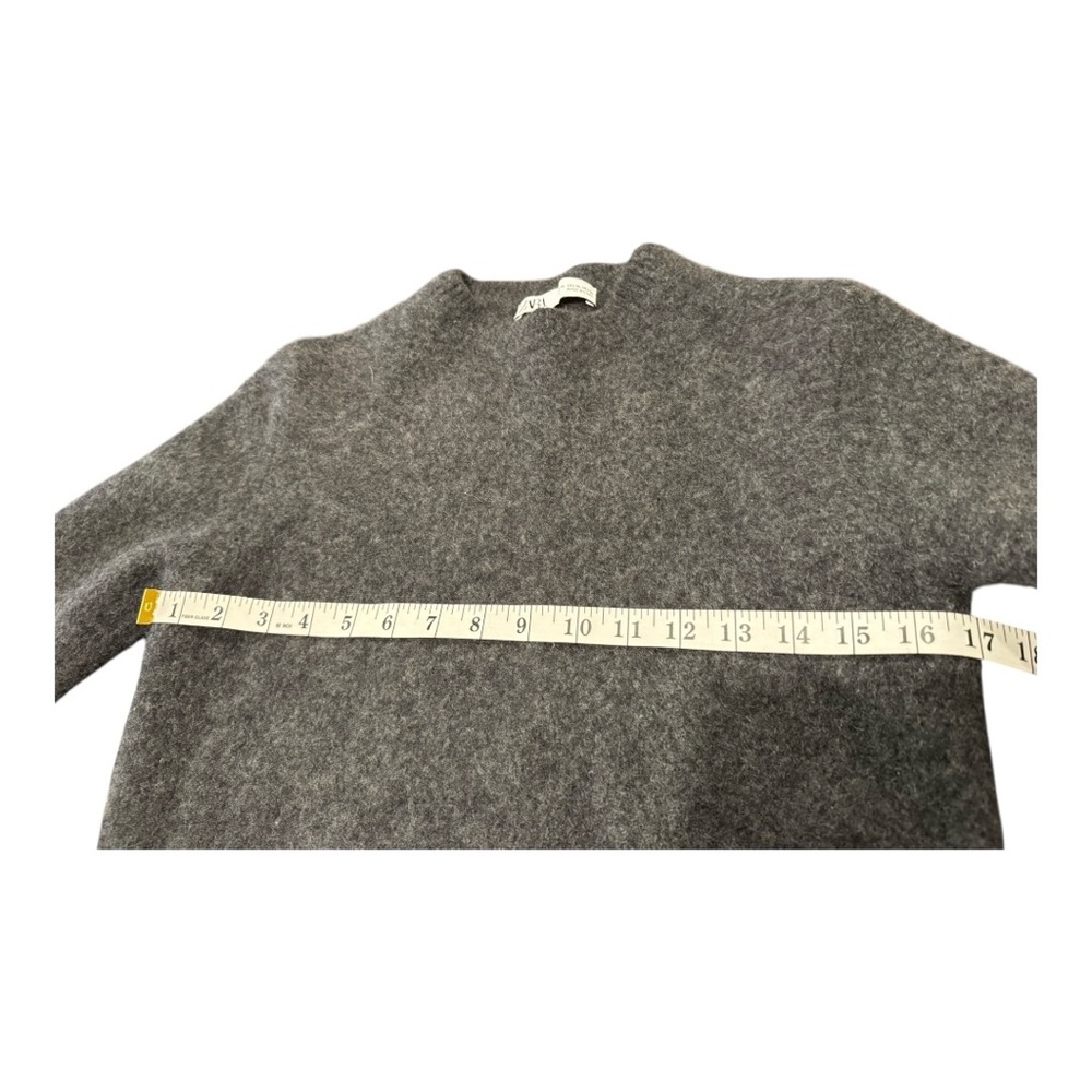 ZARA 100% Cashmere Knit Sweater XL Gray Cropped Soft Luxury Pullover - Picture 3 of 7